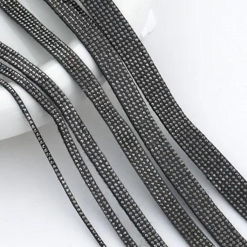 Rhinestone Band Trim DIY Garment Accessories Crystal Ribbon Hot Fix Rhinestone Rope Craft Supplies Black Fabric Base