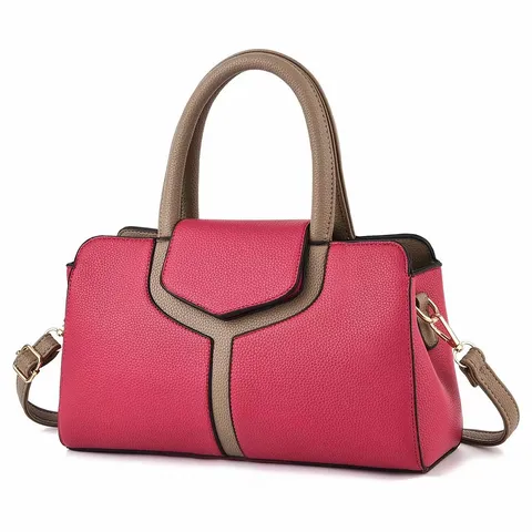 Vrouwen Boston Handtas Stijlvolle Kleurblok Litchi Korrel Crossbody Schoudertas Kussen Tote Casual Top Handvat Tas