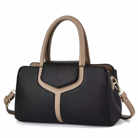 Vrouwen Boston Handtas Stijlvolle Kleurblok Litchi Korrel Crossbody Schoudertas Kussen Tote Casual Top Handvat Tas