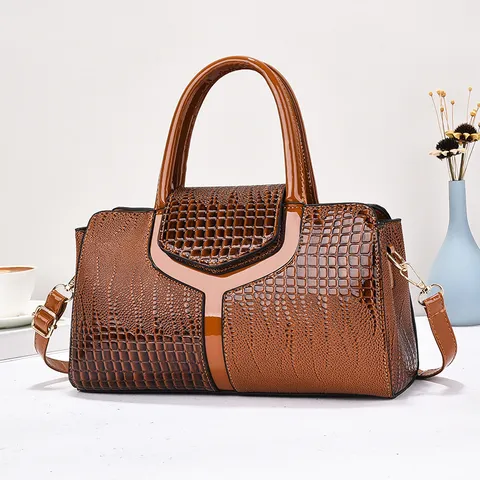 Vrouwen Mode PU Leer Handtas Krokodillenpatroon Vintage Handvat Tas Casual Woon-werk Schoudertas