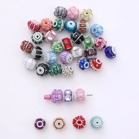 Glass Beads Colorful Crystal Glass Bead With Rhinestone And Pearl Inlay DIY Jewelry Making Christmas Tree Decoration