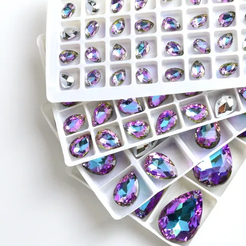 Strass in Vetro Cristallo Goccia Doppio Foro Perle Sfuse Per Creazione di Gioielli DIY Accessori per Collane
