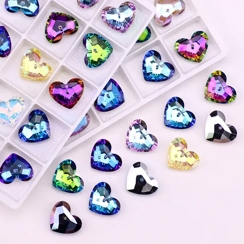 Ciondoli in Vetro di Cristallo a Forma di Cuore Ciondoli Perlati Facettati Accessori per Creazione di Gioielli Fai da Te Ciondolo Multicolore
