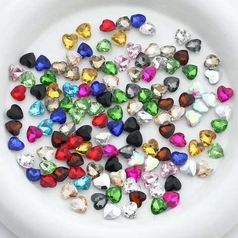 Kristall Glas Herz Strasssteine Spitzboden DIY Handwerk Edelsteine Gemischte Farben Lose Strasskristalle Für Nail Art Schmuckherstellung