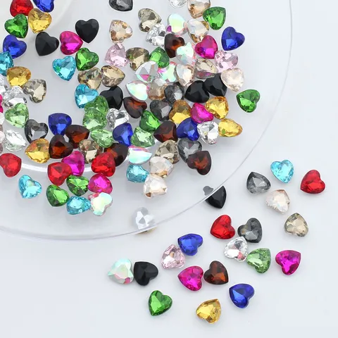 Kristall Glas Herz Strasssteine Spitzboden DIY Handwerk Edelsteine Gemischte Farben Lose Strasskristalle Für Nail Art Schmuckherstellung