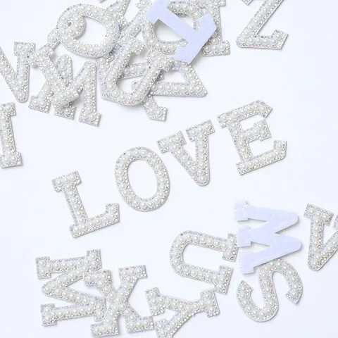 Rhinestone Pearl English Letter Non-Woven Fabric Patches DIY Alphabet Hat Bag Shoes Garment Accessories Craft