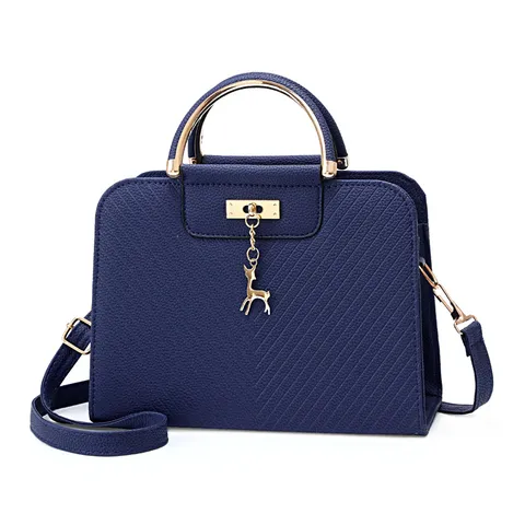 Dames Mode PU Leer Crossbody Tas Retro Effen Kleur Schouder Handtas Met Hert Hanger