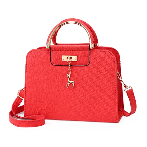 Dames Mode PU Leer Crossbody Tas Retro Effen Kleur Schouder Handtas Met Hert Hanger