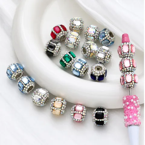 DIY Strass Fleur Boule Perles Argile Polymère Cristal Breloques Chaîne Téléphone Sac Suspendu Perles Accessoires Fabrication Bijoux