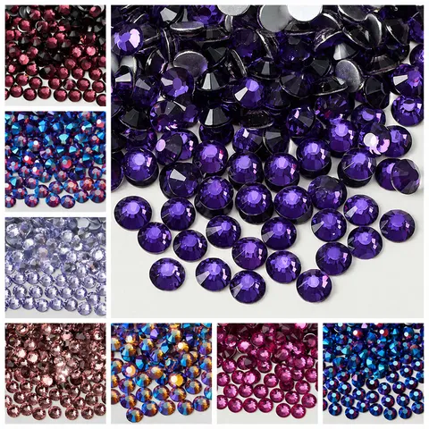 Colorful Glass Flatback Rhinestones Round Crystal Nail Art Gems Sparkly DIY Craft Decoration Shiny Loose Stones