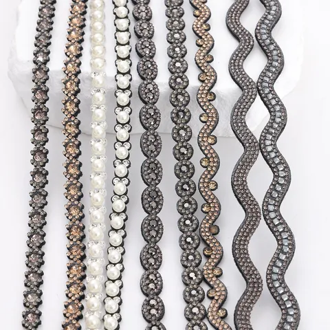 Multi Style Glass Rhinestone Felt Strip Hot Fix Trim DIY Clothing Accessories Ribbon Craft Decoration