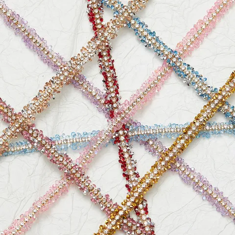 Large Bande Strass Thermocollante Double Face Bordure Chaîne Cristal Vêtements DIY Accessoires Artisanat