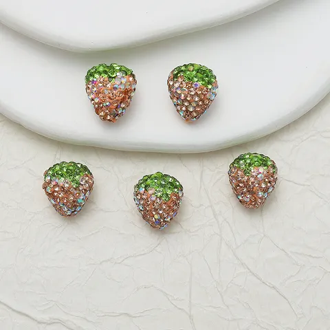 DIY Perline in Resina con Strass di Fragola Perline Distanziatrici di Frutta Carine Risultati per la Creazione di Gioielli Charm Per Bracciali