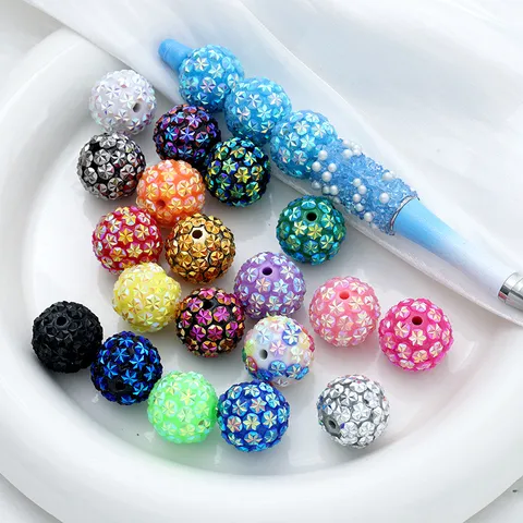 Colorful Resin Rhinestone Round Loose Beads DIY Phone Chain Key Chain Handmade Pendant Accessories Jewelry Making