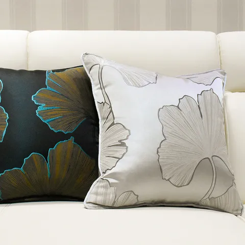 Modern Minimalist Ginkgo Leaf Printed Square Pillow Cover Decorative Cushion Cover For Living Room Sofa Hotel Home Decor