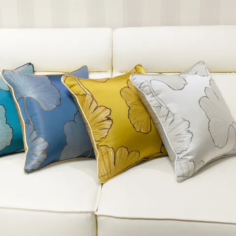 Modern Minimalist Ginkgo Leaf Printed Square Pillow Cover Decorative Cushion Cover For Living Room Sofa Hotel Home Decor