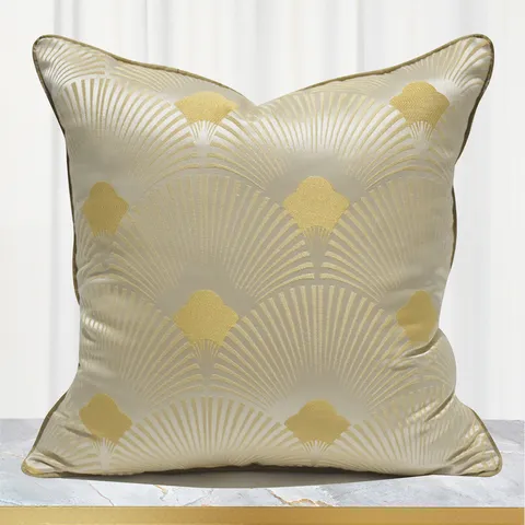 Funda de Cojín con Motivo de Hoja en Abanico Geométrico Moderno Minimalista Lujo Sofá Sala de Estar Funda de Almohada Decorativa Oficina