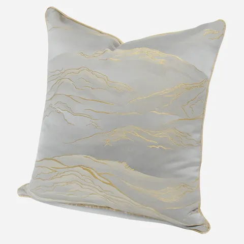 Housse de Coussin Décorative Moderne Luxe Lignes Abstraites Bord Doré Pour Salon Sofa Décoration Maison