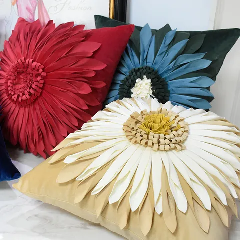 Sunflower Fish Scale Pattern Cushion Cover Decorative Throw Pillow Case Soft Polyester Modern Minimalist Home Sofa Decor