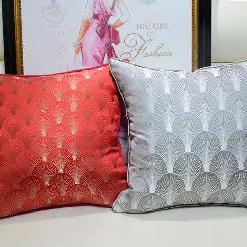 Copricuscino da Divano con Motivo Geometrico a Ventaglio Moderno Stile Cinese Minimalista Federa per Soggiorno Hotel Decorazione