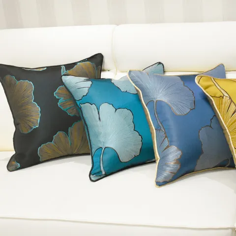 Fodera per Cuscino Decorativa in Poliestere con Motivo Foglia di Ginkgo Lusso Moderno per Divano Soggiorno