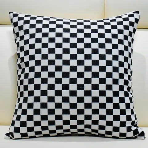 Nordic Style Living Room Sofa Throw Pillow Houndstooth Black And White Plaid Cushion Cover