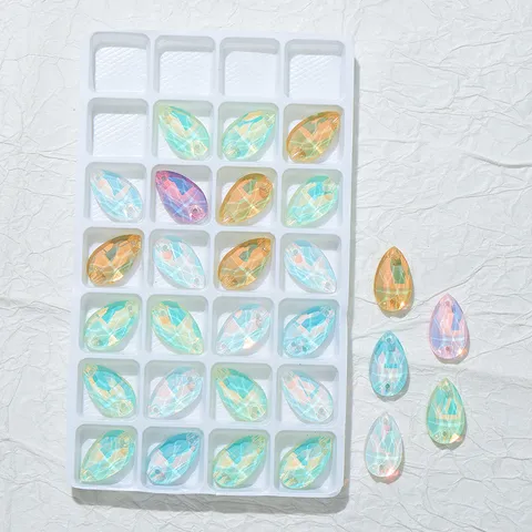 Tropfenförmige Glas-Strasssteine Flache Rückseite Zum Aufnähen Makronen-Kristalle Für DIY Kleidung Hochzeitskleid Bekleidungszubehör