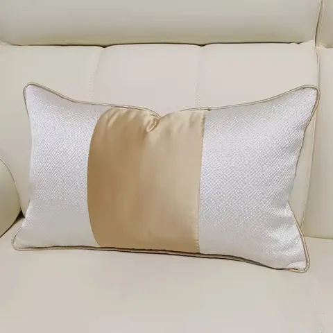 Moderno Stile Neo-Cinese Federa per Cuscino da Divano Giunzione Dorata A Righe Cuscino Decorativo Federa Arredamento Casa Soggiorno