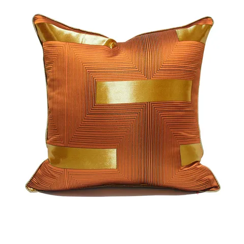 Fodera per Cuscino con Motivo Geometrico Moderno Nordico Lusso Oro Arancione Raso Fodera per Cuscino Divano Decorativa