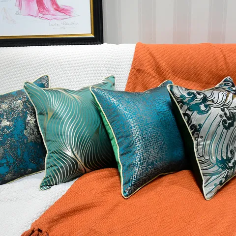 Modern Luxury Throw Pillow Cover Jacquard Geometric Pattern Cushion Case For Sofa Bed Living Room Home Decor