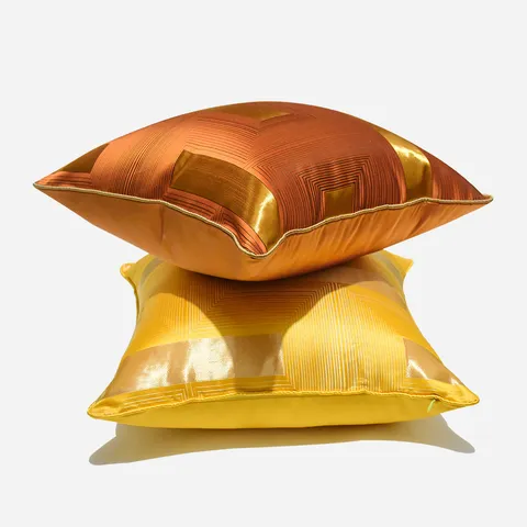 Fodera per Cuscino con Motivo Geometrico Moderno Nordico Lusso Oro Arancione Raso Fodera per Cuscino Divano Decorativa