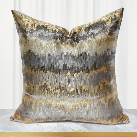 Stile Nordico Astratto Geometrico Poliestere Fodera per Cuscino Lusso Grigio Oro Metallico Federa per Divano Letto Soggiorno Arredamento Casa