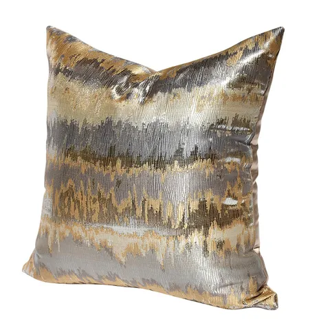 Stile Nordico Astratto Geometrico Poliestere Fodera per Cuscino Lusso Grigio Oro Metallico Federa per Divano Letto Soggiorno Arredamento Casa