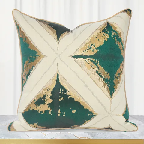 Fodera Per Cuscino Geometrica Stampata In Oro Verde Moderno Stile Di Lusso Decorativo Federa Per Divano Sedia Soggiorno Home Decor