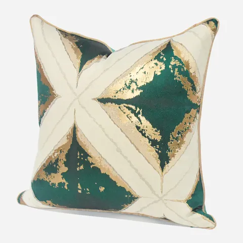 Fodera Per Cuscino Geometrica Stampata In Oro Verde Moderno Stile Di Lusso Decorativo Federa Per Divano Sedia Soggiorno Home Decor