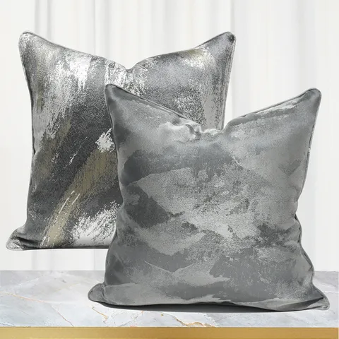 Housse de Coussin Gris Abstrait Minimaliste Moderne Housse de Oreiller Imprimé Art de Luxe pour Sofa Salon Chambre Décoration