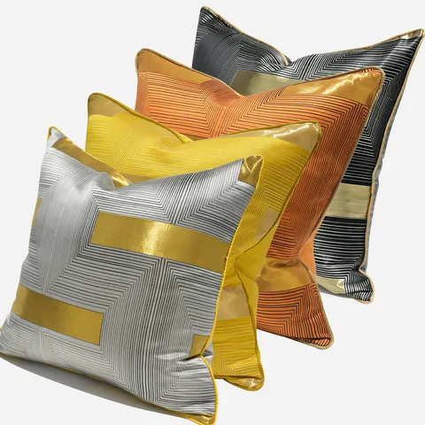Moderne Minimaliste Polyester Rayé Housse de Coussin Décorative Carrée Taie d'Oreiller pour Salon Hôtel Décoration Maison