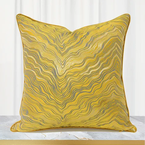 Modern Minimalist Yellow Wave Stripe Sofa Cushion Cover Luxury Geometric Decorative Pillow Case For Living Room Bedside