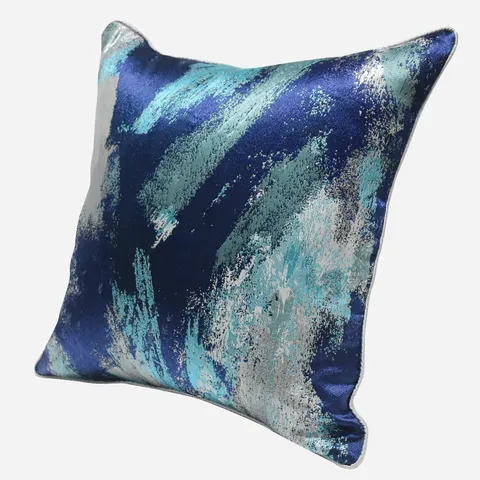 Housse de Coussin Bleue Abstraite Moderne Housse de Oreiller de Canapé Carré Décoratif Housse de Coussin d'Art de Luxe