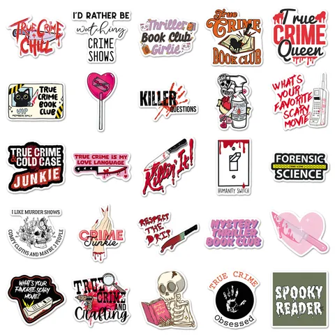 True Crime Wasserdichte Aufkleber Detektiv Suspense Mystery Ästhetische Decals Für Wasserflasche Koffer Laptop Notizbuch