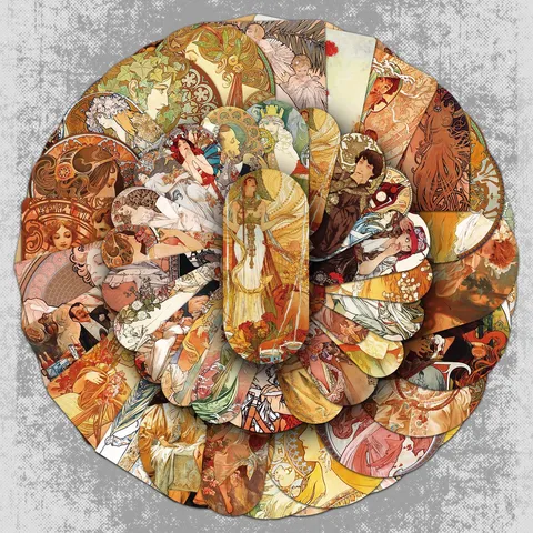 Alphonse Mucha Kunst Aufkleber Vintage Retro Ästhetisch Wasserdicht Vinyl Decals Für Handyhülle Laptop