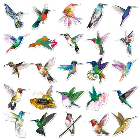 Aquarell Kolibri Wasserdichte Aufkleber Ästhetische Vinyl Abziehbilder Für Laptop Wasserflasche Koffer Scrapbook Bastelbedarf
