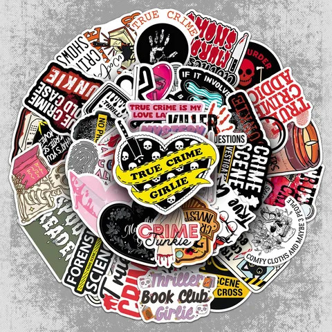 True Crime Wasserdichte Aufkleber Detektiv Suspense Mystery Ästhetische Decals Für Wasserflasche Koffer Laptop Notizbuch