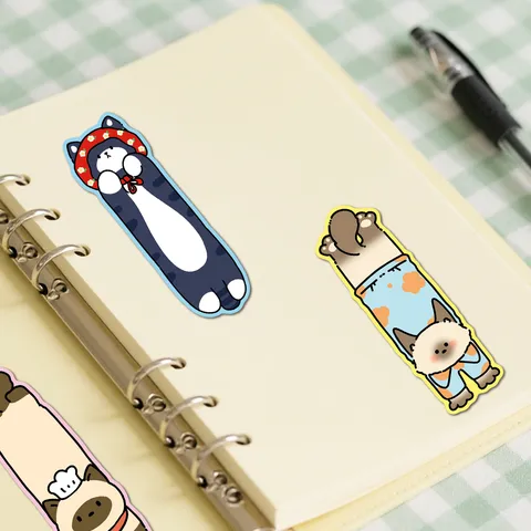 Süße Cartoon Katzen- und Hundeform Papier Lesezeichen Kreative Tier Buchseiten Marker Lesezubehör Für Studenten