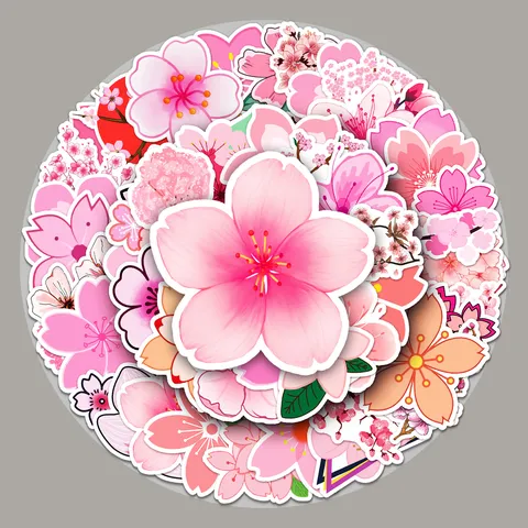 Süße Kirschblüte Graffiti Aufkleber Wasserdichte PVC Abziehbilder Für Handyhülle Gepäck Tagebuch DIY Deko Schreibwaren