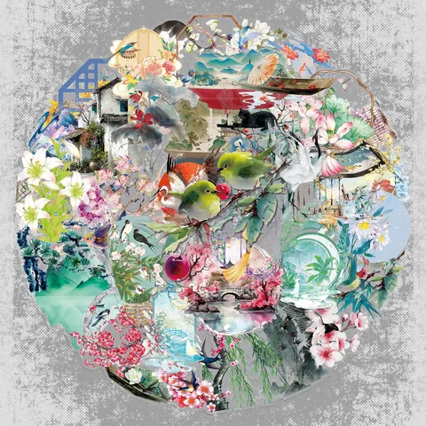 Transparent Chinese Style Ink Landscape Decorative Stickers Retro PET Waterproof Journal DIY Scrapbooking Stickers