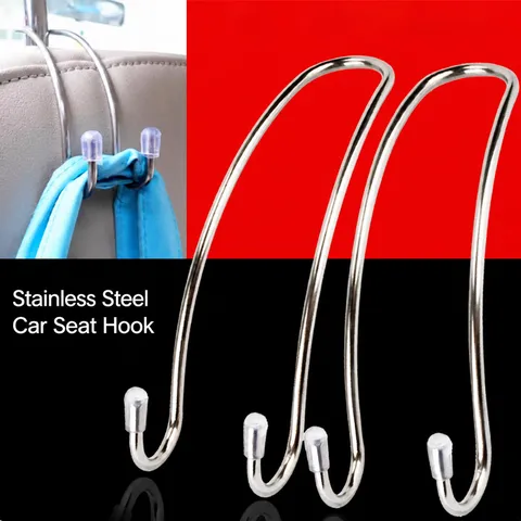 Stainless Steel Car Seat Back Hook Double Hook Hidden Multi-Functional Auto Interior Storage Hanger Universal Organizer