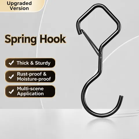 Metal S Hooks With Safety Buckle Double Ended Anti Drop Hanging Hooks For Kitchen Bathroom Closet Storage Organization