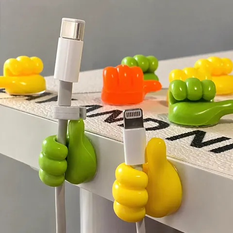 Ganchos de Pared de Pulgar Creativos Organizador de Cables de Silicona Sin Perforaciones Soporte Adhesivo para Cables Clips de Almacenamiento de Alambre