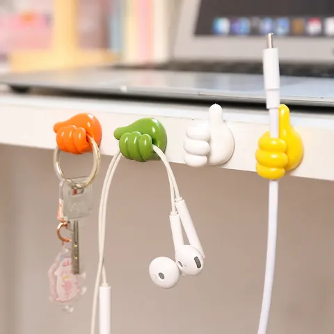 Ganchos de Pared de Pulgar Creativos Organizador de Cables de Silicona Sin Perforaciones Soporte Adhesivo para Cables Clips de Almacenamiento de Alambre
